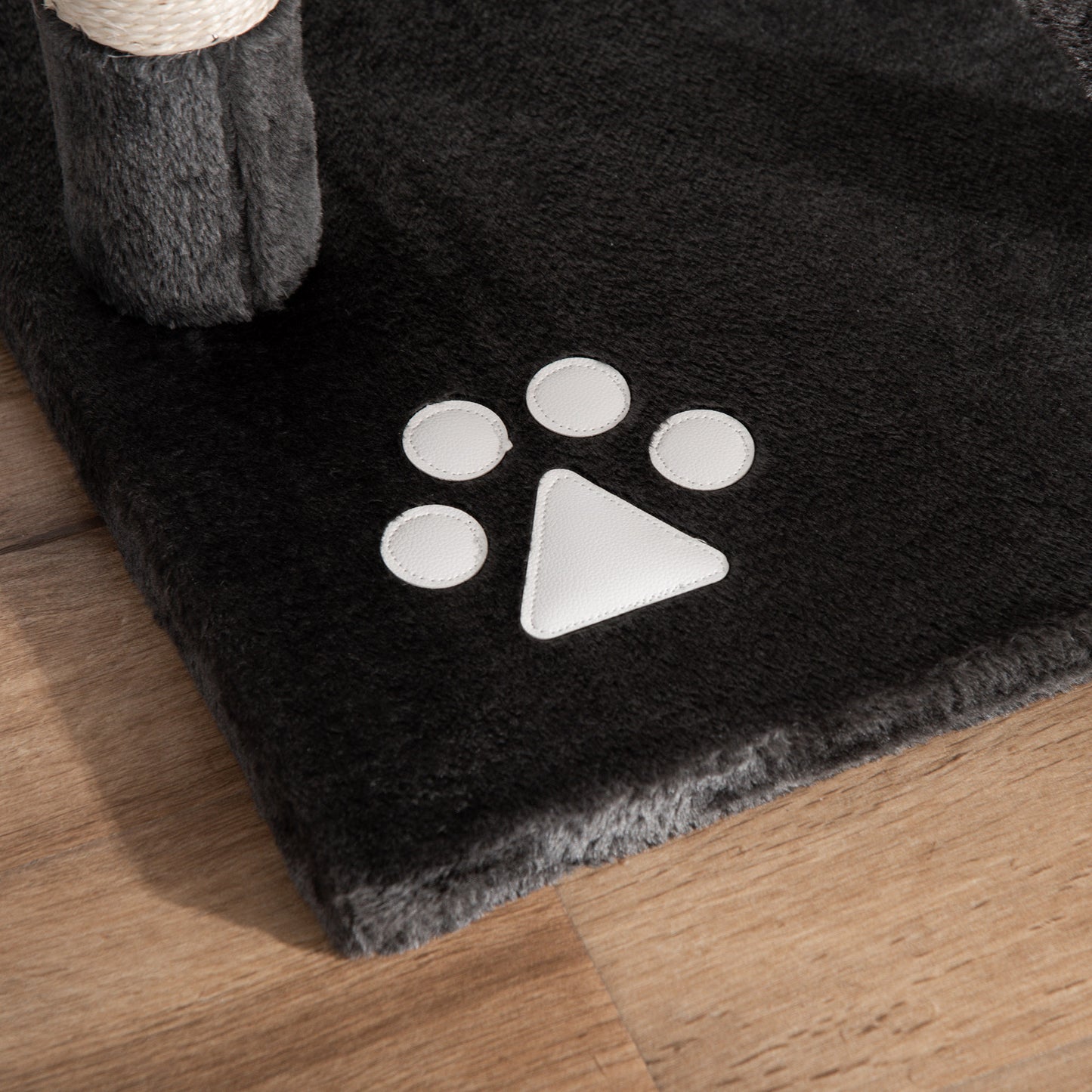 PawHut Kratzbaum deckenhoch Höhe 240-260 cm Katzenbaum mit Plüschbälle, Katzenhöhle, Hängematte, Sisalstämme, Plattformen mehrstöckiger Katzenkratzbaum Kletterbaum für große Katzen, Dunkelgrau