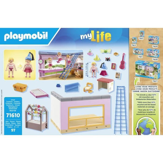 PLAYMOBIL 71610 Children's bedroom with cabin bed, My Life Architectural House, 97 pieces, Ages 4 and up