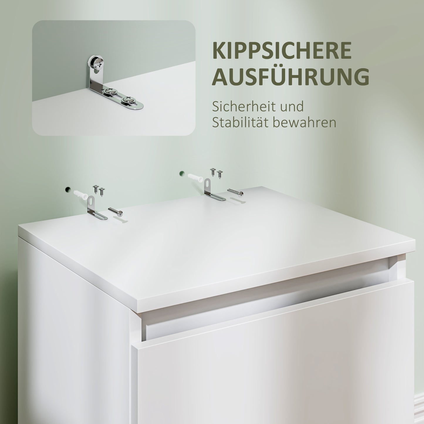 HOMCOM Nachttisch mit 2 Schubladen, Beistelltisch mit Stauraum, für Wohnzimmer, Schlafzimmer, Weiß