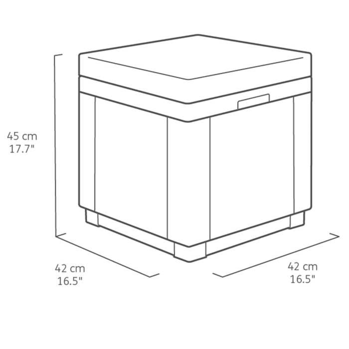 ALLIBERT GARDEN Pouf table with cushion and integrated storage - Imitation woven rattan graphite