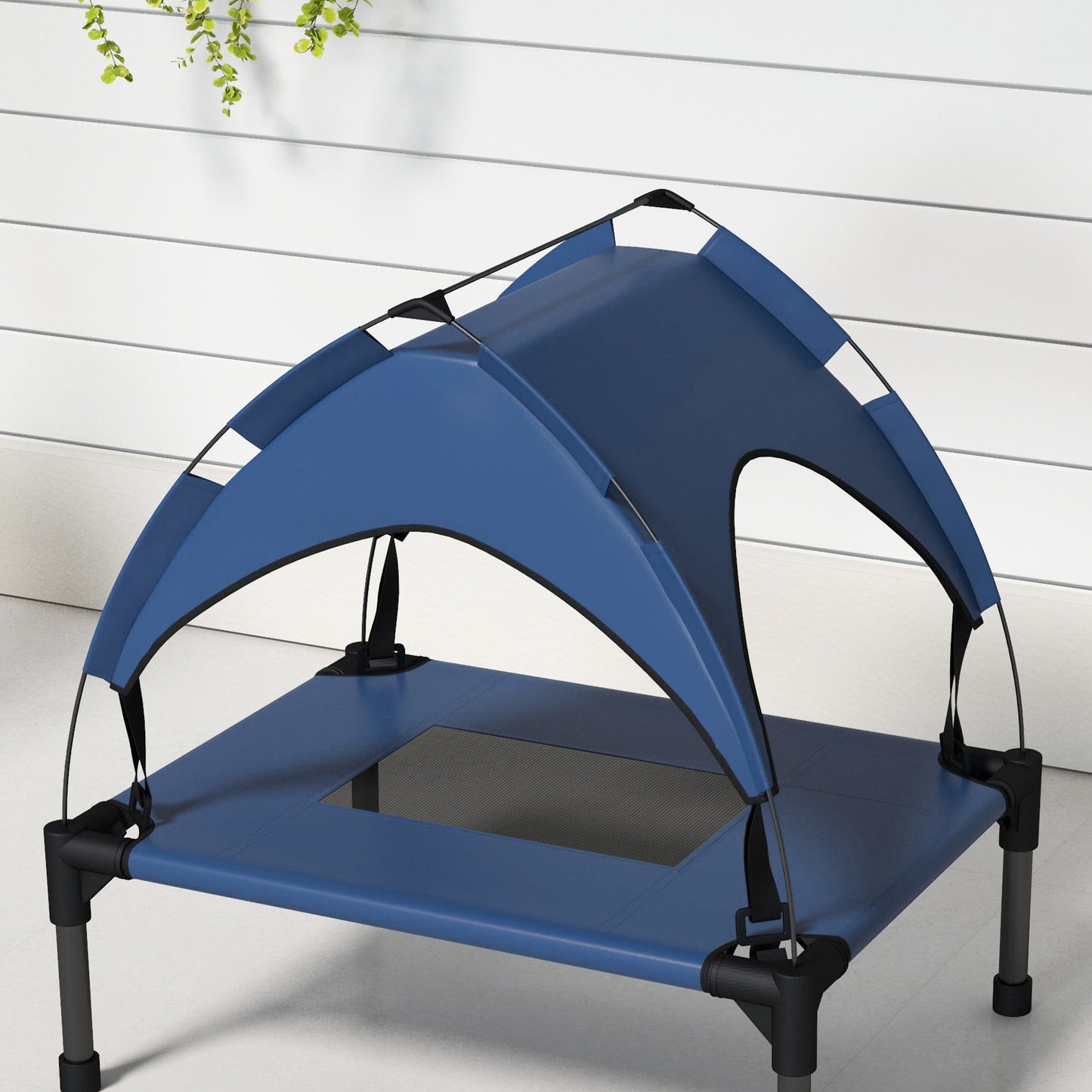 PawHut Hundebett mit Dach, Outdoor, tragbar, wasserabweisend, bis 30 kg, 61 x 46 x 63 cm, Dunkelblau