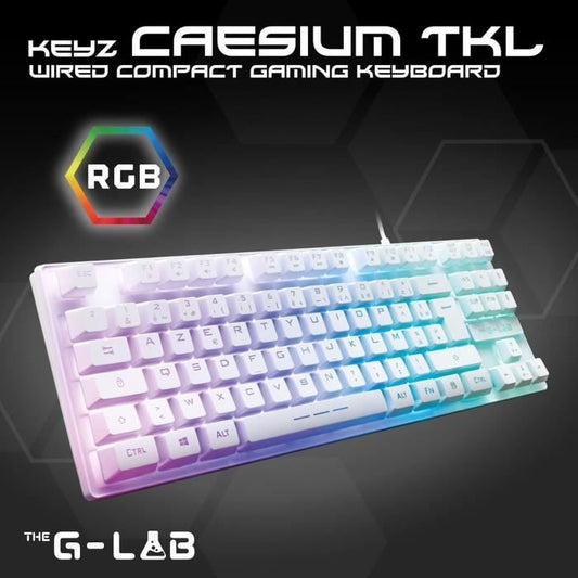 Gaming Keyboard - RGB TKL Membrane - THE G-LAB - KEYZ-CAESIUMT-W/FR - FR Layout - 12 shortcuts - 100% customizable - White