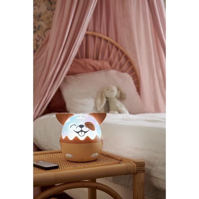 Wireless Musical Night Light - BIGBEN - Dog - 360° Projection, 13 Movies, 8 Melodies, Remote Control, USB-C Battery