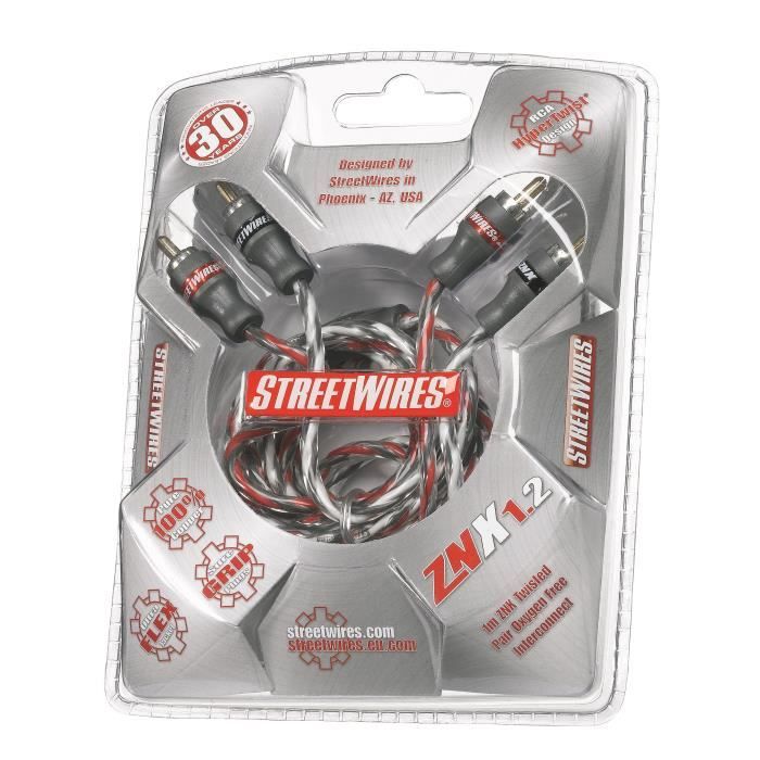 RCA Cable 1 meter - MTX AUDIO - ZNX1.2 - ZeroNoise Stereo 100% - HyperTwist UltraFlex Copper balanced anti-interference