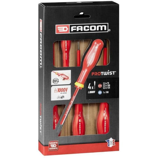 Box of 4 Tournvis Protwist isolated 1000V Facom - AT4VEPB (delivered with 2 screwdriver Mente + 2 Prozidriv)