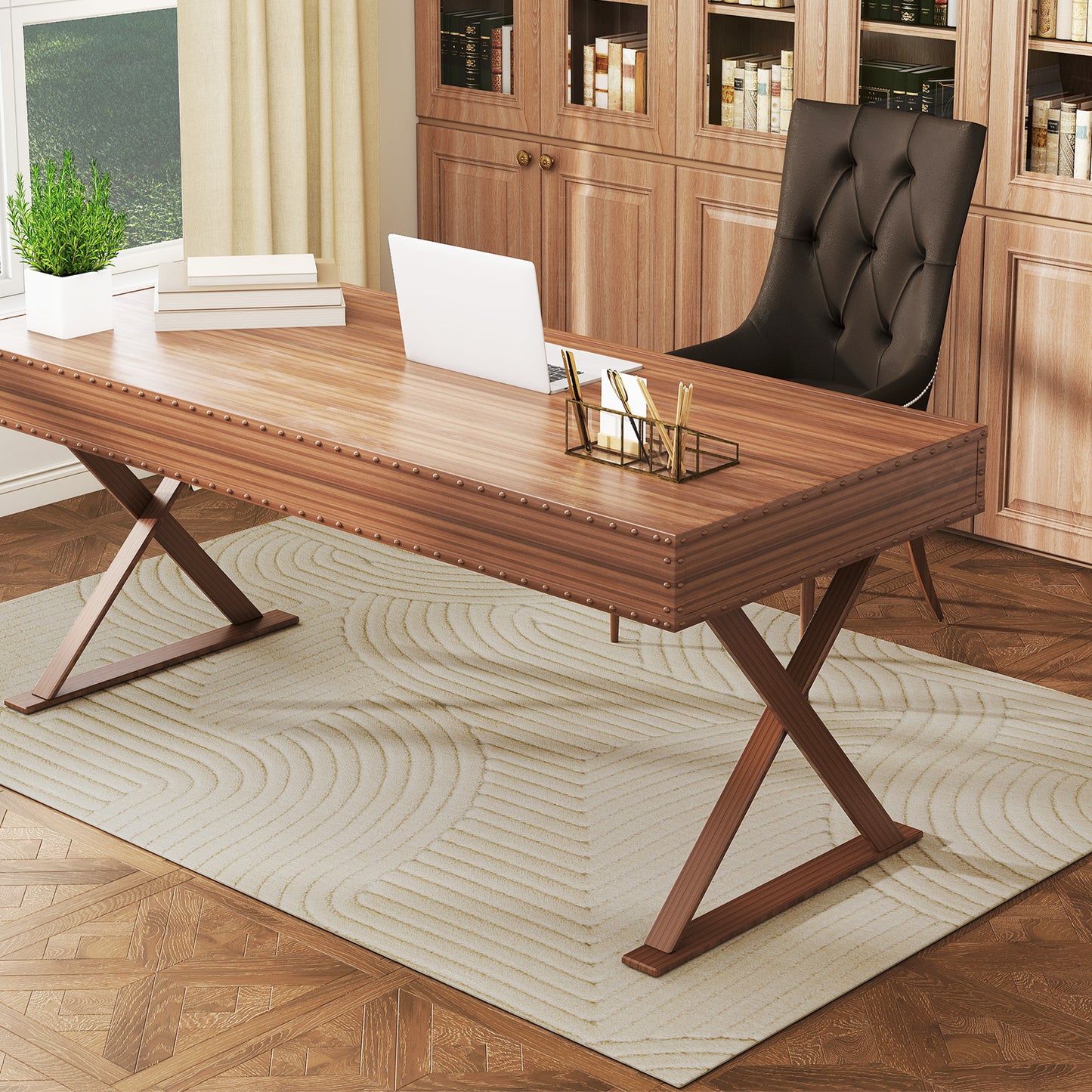 HOMCOM Maschinengewebter Teppich, 15 mm hoch, vielseitig einsetzbar, rutschfest, Cremeweiß