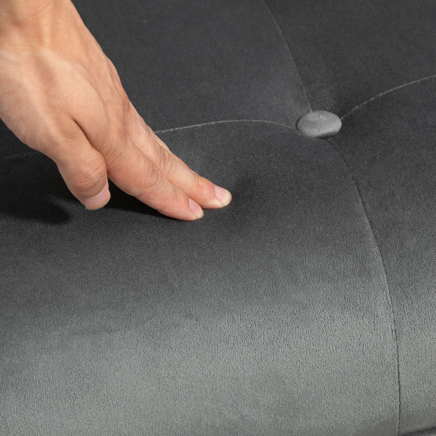 HOMCOM Akzentsessel mit Hocker, gepolstert, hohe Rückenlehne, Samtoptik, bis 150 kg, Dunkelgrau