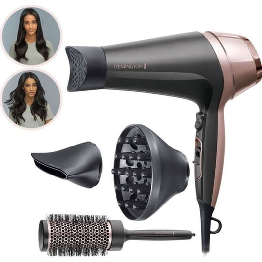Remington D5706 Hairdressing Set, Ionic Hair Dryer Curl Confidence 2200W, 45mm Brush, Ceramic Grid, Lightweight, Silent