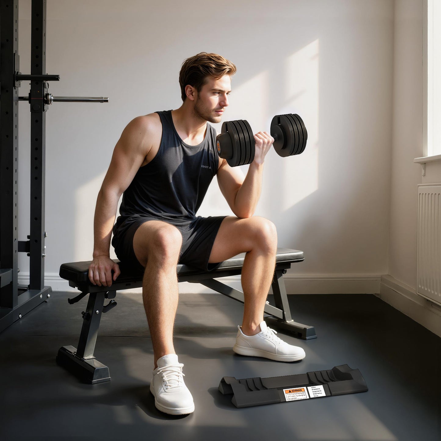 SPORTNOW Verstellbare Einzel-Hantel, 7/13/18/24 kg Kurzhantel mit Ablagefach, mit rutschfesten Griffen, Schwarz