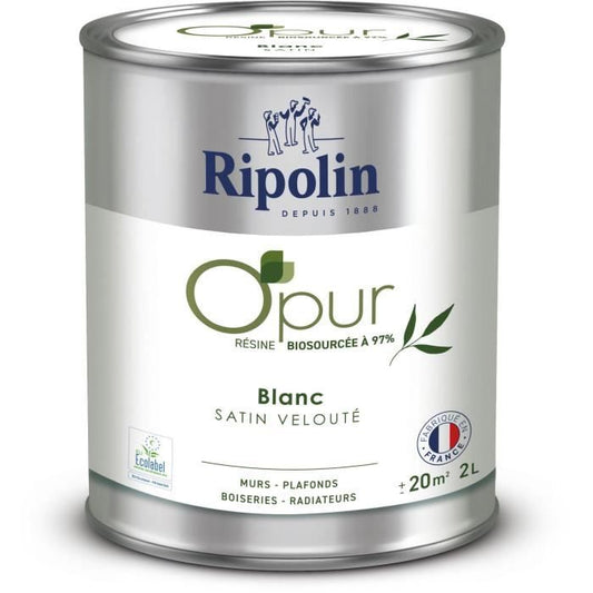 O'PUR paint for walls, woodwork & radiators - RIPOLIN - 472822 - White - Velvety satin - 2 L