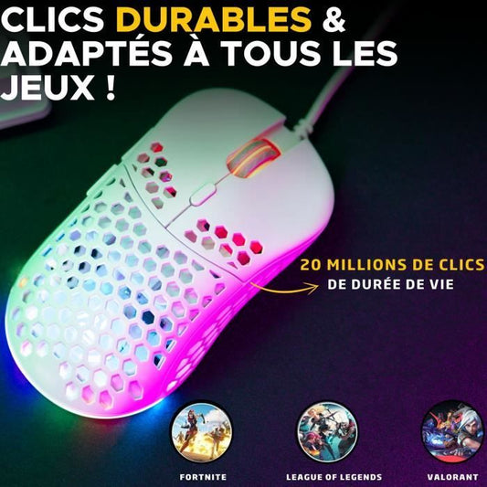 Wired Gaming Mouse - The G-Lab - KULT-OXYGEN - RGB - 12800 DPI - White