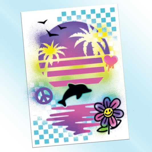 Canal Toys - Airbrush Art - Poster Creation Kit with electronic spray, stencils and markers - AIR 015