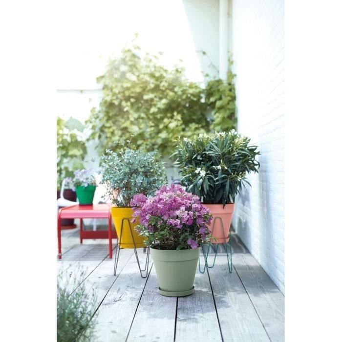 Loft Urban Round Flower Pot - Plastic - Percé - Tank - With casters - Ø40 - Green