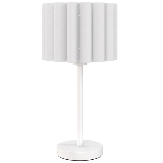 HOMCOM Tischlampe im Retro-Stil, Nachttischlampe, Kunststoff-Schirm, Knopfschalter, Weiß