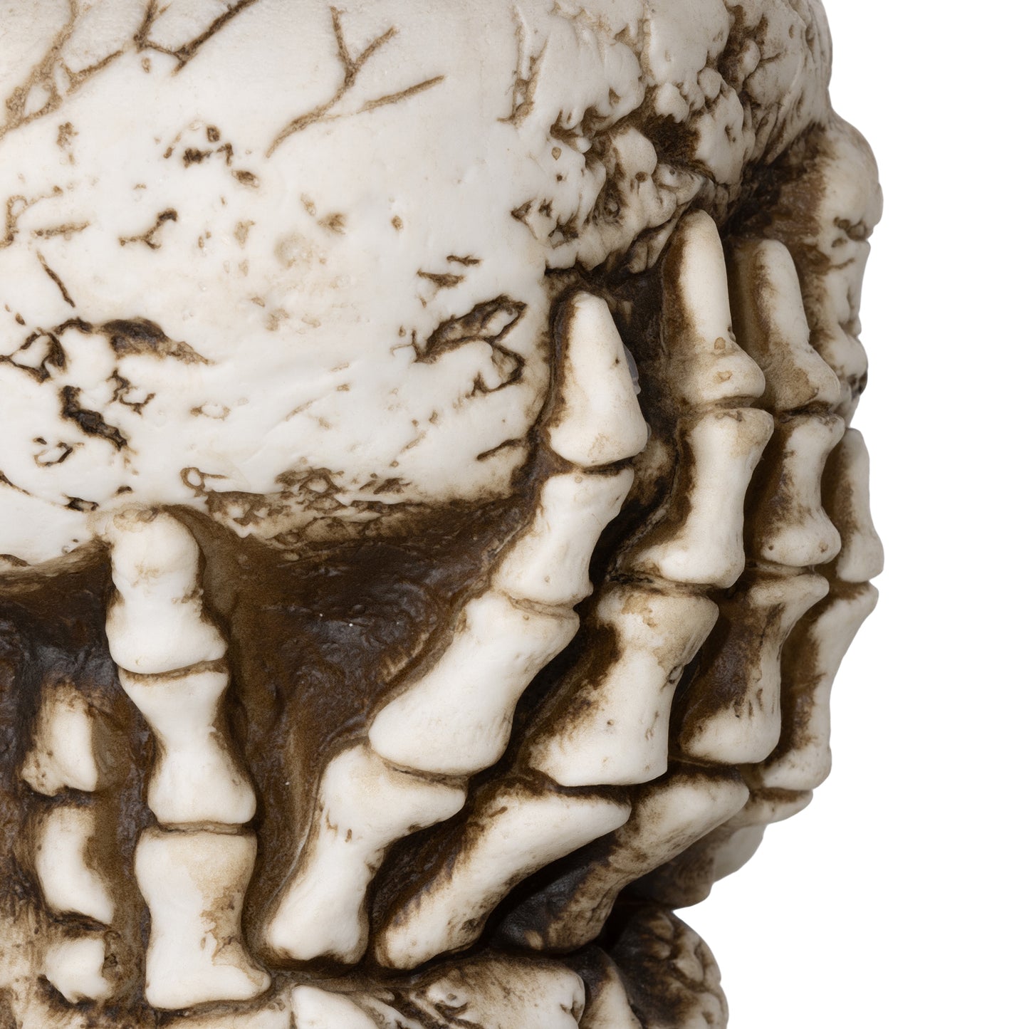 HOMCOM Halloweendekoration, Skelett-Süßigkeitenschale, leuchtende Augen, unheimliches Heulen, Grau/Schwarz