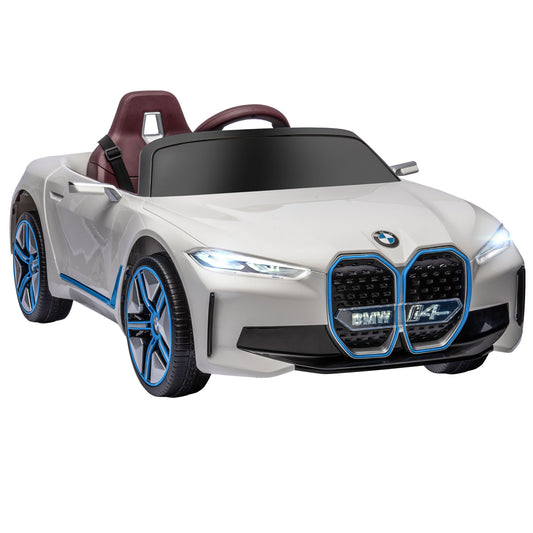 HOMCOM Kinderauto, aufladbarer Akku, 3-5 km/h, mit Fernbedienung, Multimedia-Player, weiß