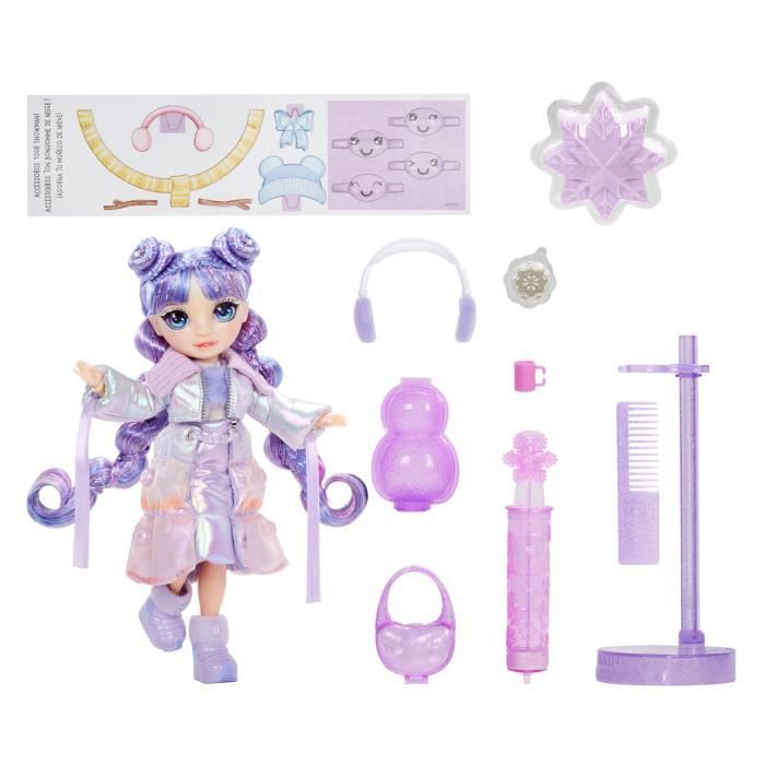 Rainbow High - Winter Wonderland - 1 mannequin doll (Violet) of 27cm - 1 magical outfit and accessories - Snowman to create
