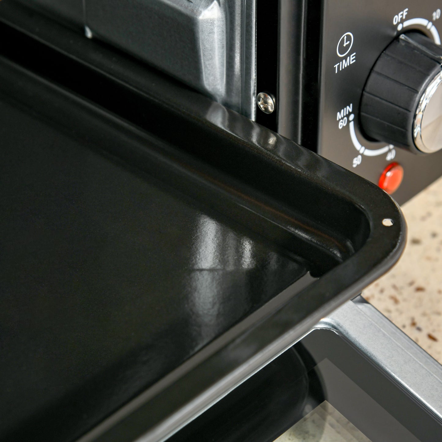 HOMCOM Minibackofen, 21 L Toasterofen mit 1 Drahtgestell und 1 Backblech, 3 Kochmodi, 100 °C-230 °C, Edelstahl, Glas, Schwarz