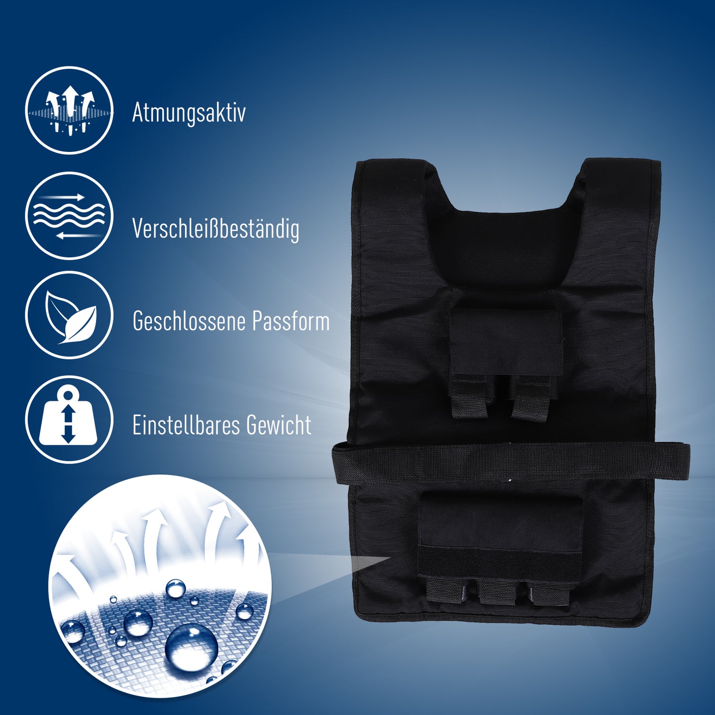 HOMCOM Gewichtsweste 15 KG / 20 KG / 30 KG verstellbare Trainingsweste mit herausnehmenbar Gewichten Laufweste Damen Herren für Muskelaufbau Krafttraining, Laufen, Fitness, Cross Training