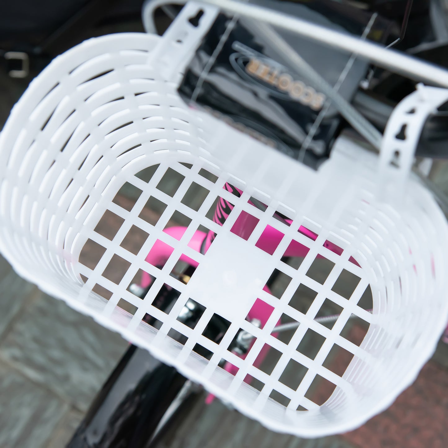 HOMCOM Kinderroller Tretroller mit Bremse, inkl. Korb, höhenverstellbar, für Kinder von 5 bis 12 Jahren, Weiß + Pink