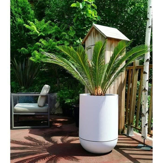 RIVIERA GRANIT TULIP round flower box - Plastic - Diameter 40 cm - White