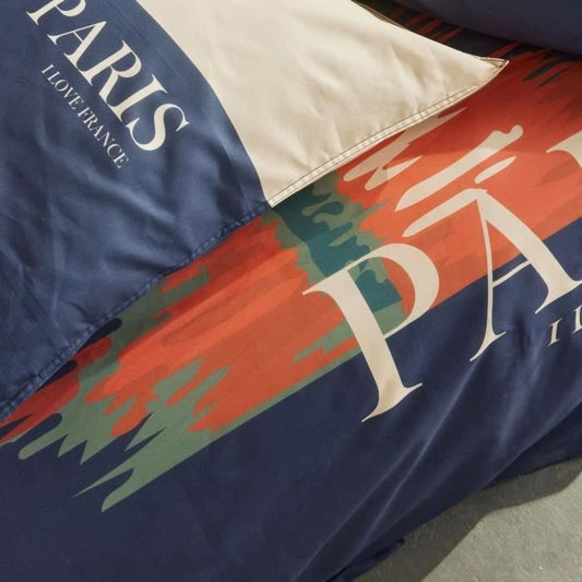 Bedding set - TODAY - JAVA - 2 people - 240x220 cm - Cotton - Paris print - Blue