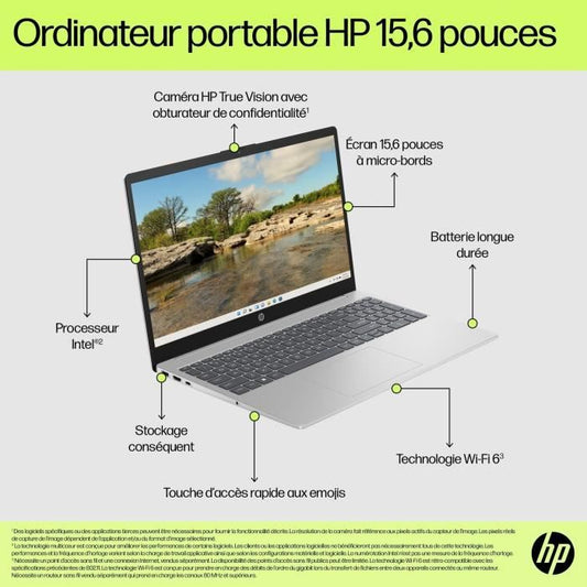 HP 15-fd0059nf Laptop PC - Windows 11 - 15.6 FHD - Core i3-N305 - 8GB RAM - 512GB SSD storage - AZERTY