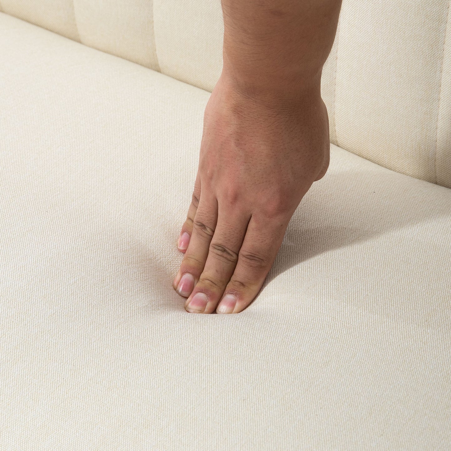 HOMCOM 2-Sitzer Sofa, weiche Polsterung, pflegeleichter Bezug, bis 150 kg, 117 x 56,5 x 77 cm, Cremeweiß