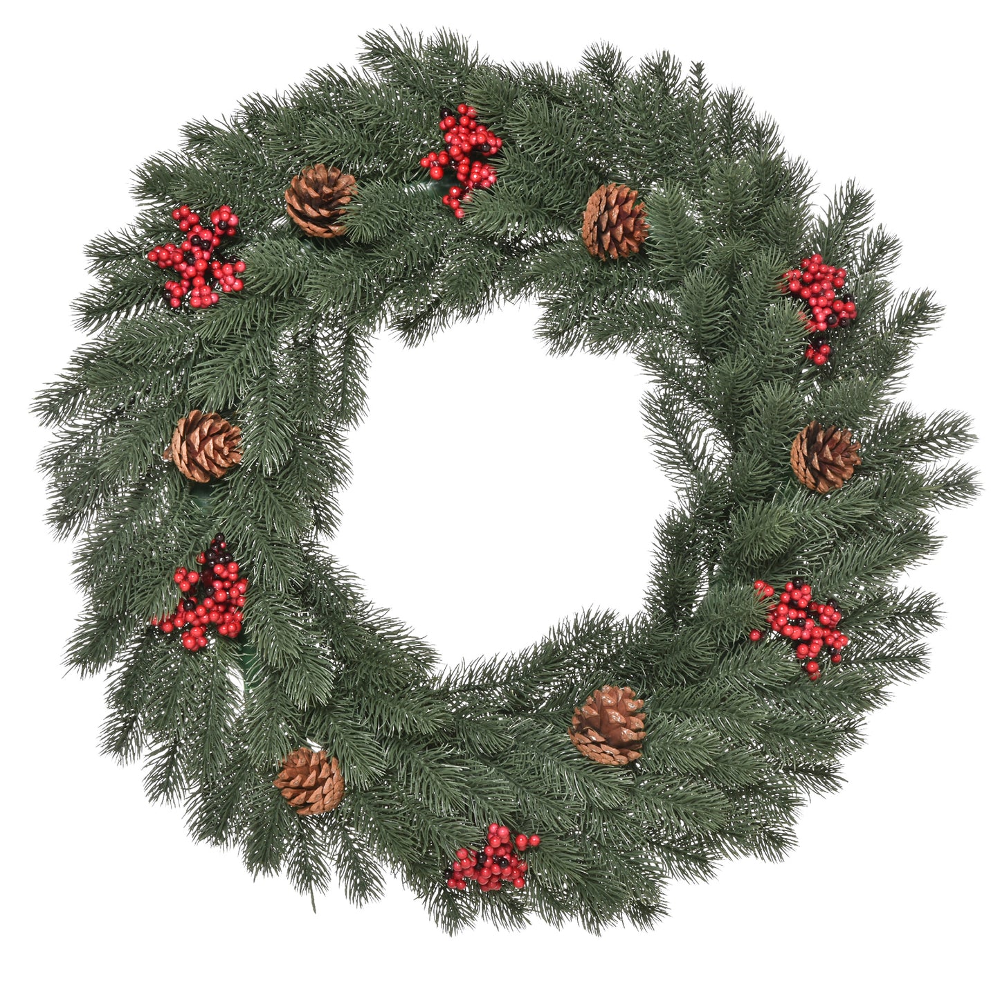 HOMCOM Tannenkranz Türkranz Weihnachtskranz Rückseite mit aufhänge Öse PE Grün Ø60 x 8 cm