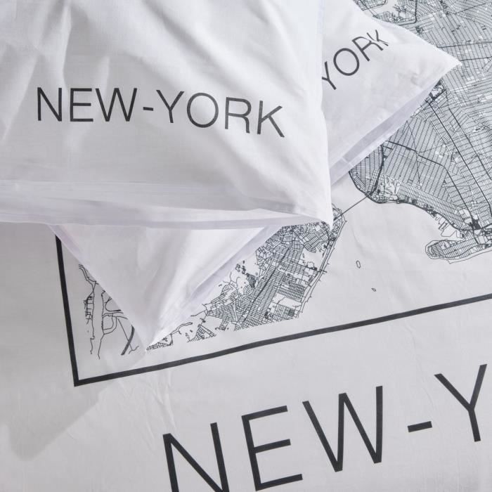 Bedding set - TODAY - JAVA - 2 people - 240x220 cm - Cotton - New York print - White