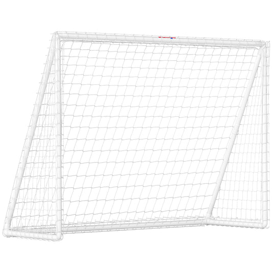 SPORTNOW Fußballtor, robustes Netz, Kunststoff-Rahmen, Heringe, 240L x 90B x 180H cm, Weiß