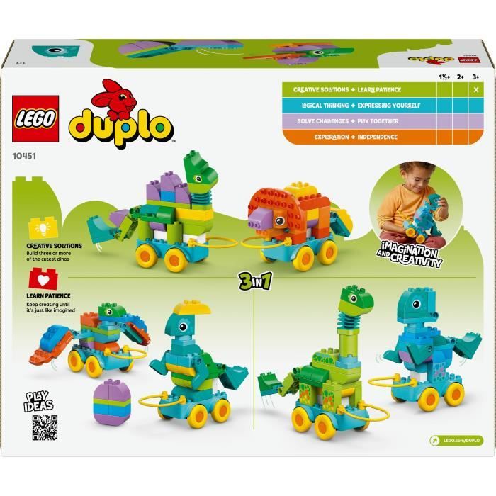 LEGO DUPLO My Town 10451 Dinosaurs on Wheels 3-in-1 - Early learning game for 3 year olds