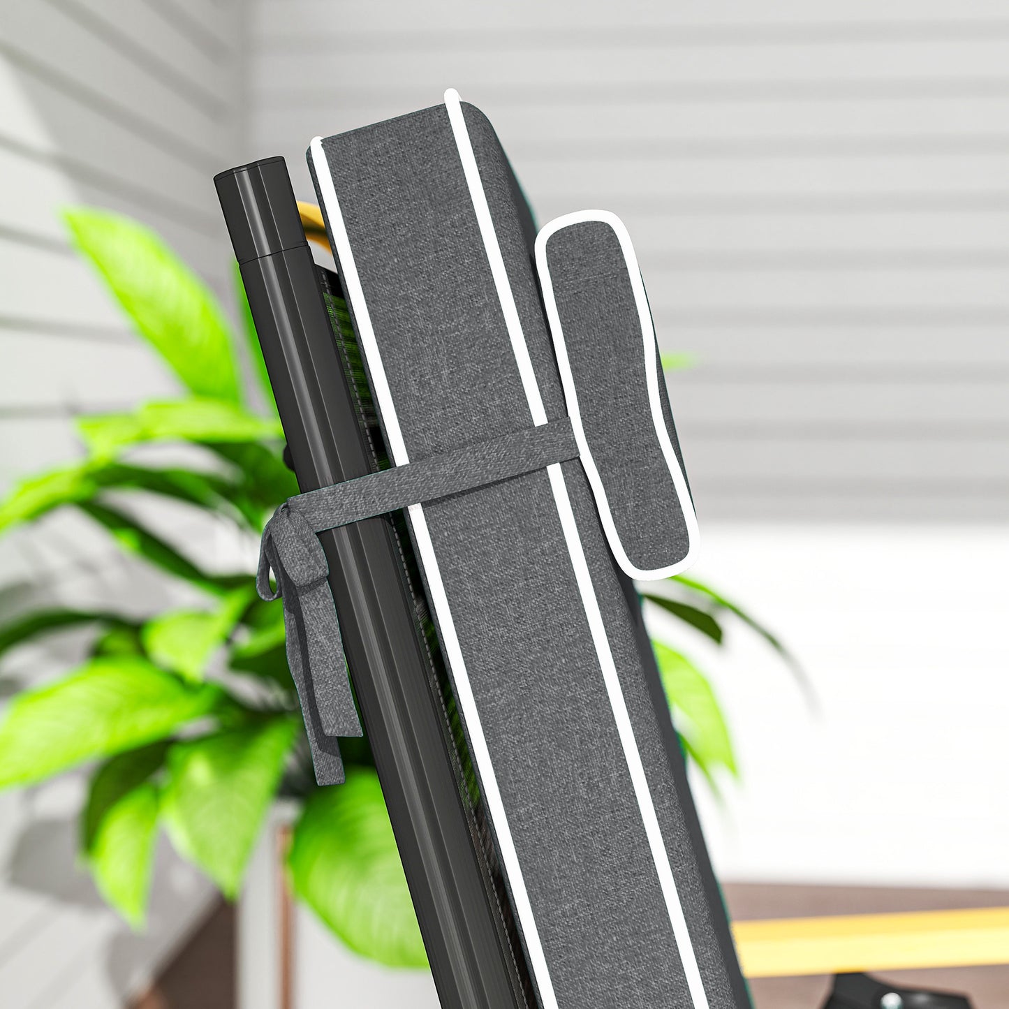 Outsunny Sitzkissen 120 x 47 x 9,5 cm wasserabweisend Stuhlkissen mit Bändern, Kopfstütze, UPF50+ Dunkelgrau