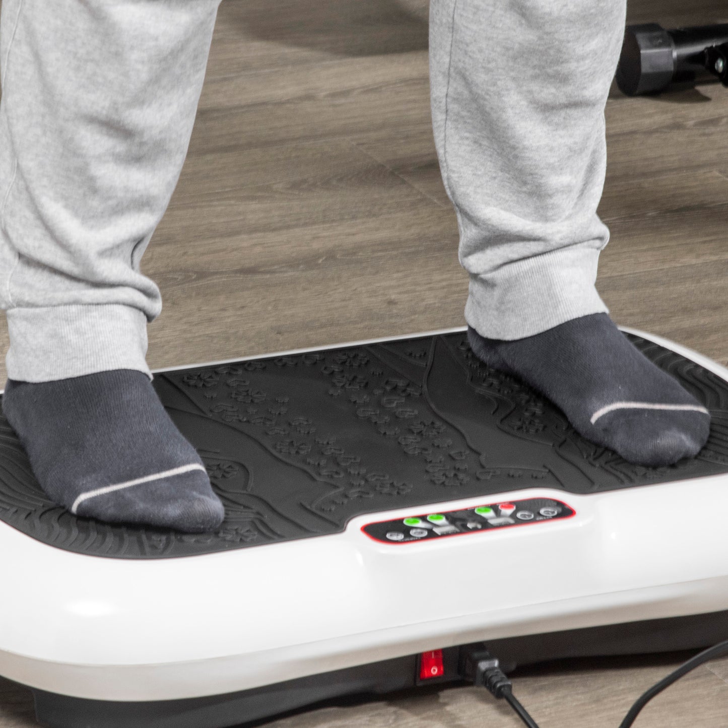 HOMCOM Vibrationsplatte mit 99 Stufen, 2 Fitnessbändern 73 x 40 x 13cm Weiß+Schwarz