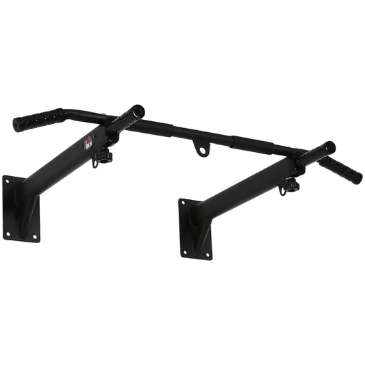HOMCOM Klimmzugstange zur Wandmontage oder Deckenmontage bis 150 kg belastbar, Multifunktionale Pull Up Bar mit rutschfest Griffe, Ösen sicher stabil Klimmzug Stange für Fitness Zuhause, Stahl Schwarz