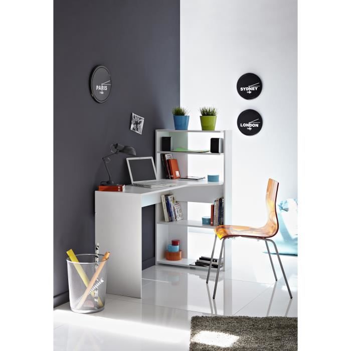 JUNE Contemporary corner desk white decor - L 122 cm