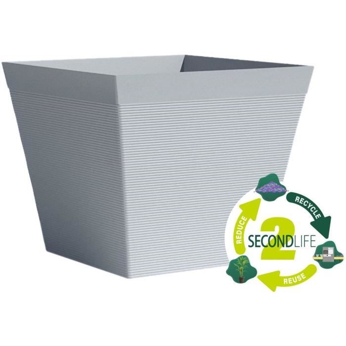 Square pot - GARDEN ID - Green Care Impact Blue-Grey - 29 x 26 cm - 10-year guarantee - 100% recycled - UV/frost resistant