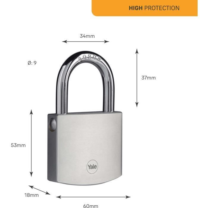 Brass Padlock - YALE - Y120DB/60/135/1 - Exterior - Chrome 60 mm - Anti Rust - High Weather Resistance