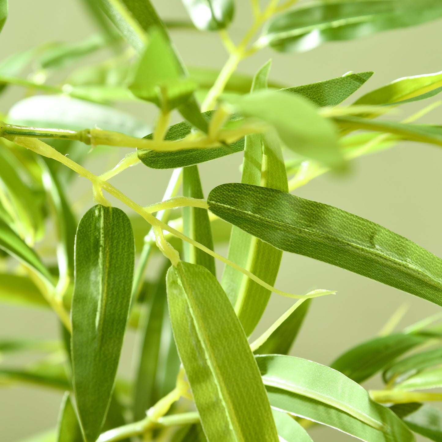 HOMCOM Kunstpflanze, Bambus, 3 Stämme, 830 Blätter, pflegeleicht, 180 cm, Zementtopf