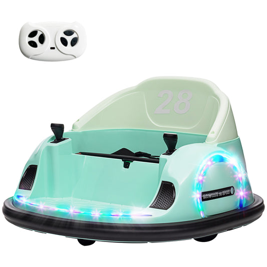 AIYAPLAY Autoscooter, 360° Rotation, 2 km/h Geschwindigkeit, Sicherheitsgurt, LED-Lichter, Musik und Hupe, Grün