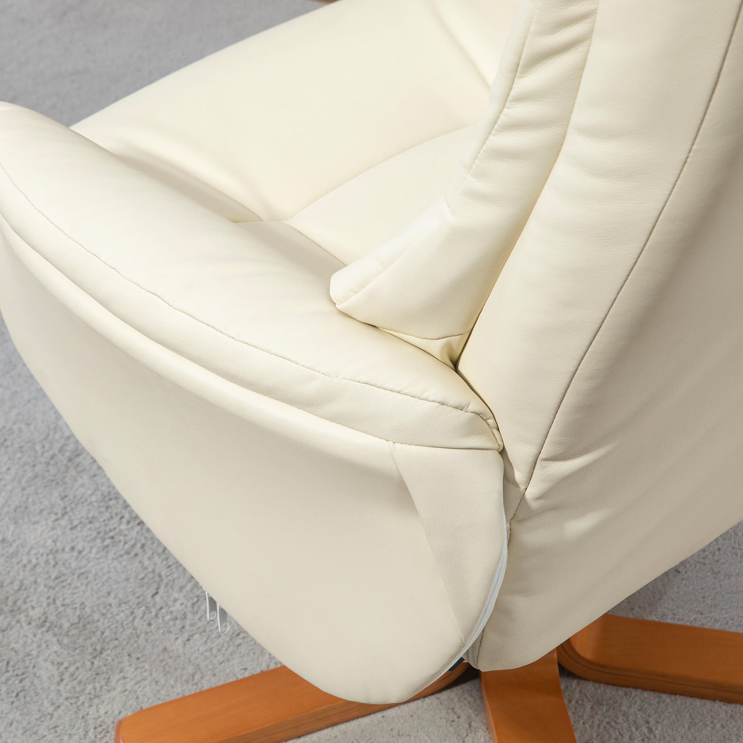 HOMCOM Relaxsessel mit Hocker, Liegefunktion, Kunstlederbezug, bis 150 kg, 71 x 84 x 102 cm, Cremeweiß