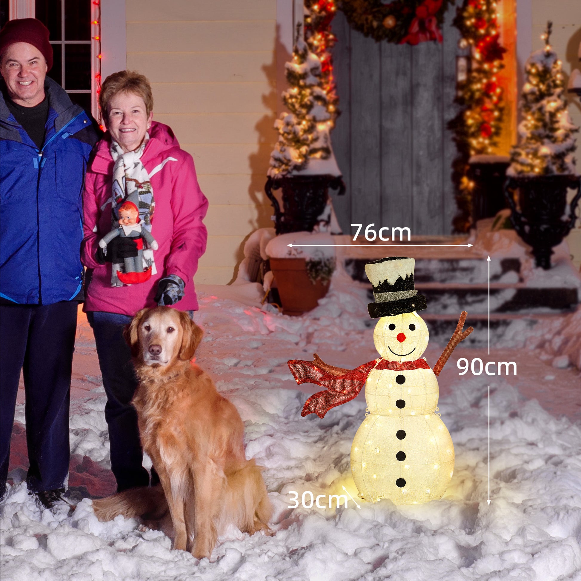 Outsunny 78er LED Weihnachtsdeko, Weihnachten Schneemann in warmweiß, Stahlrahmen, für Indoor, Outdoor, Mehrfarbig