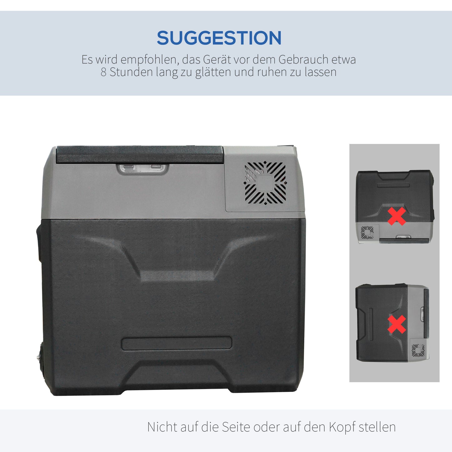 HOMCOM Autokühlschrank, Kühlbox, 50L, bis -20° C, Touch-Display, 2 Räder, Teleskopgriff, 58,6 x 37,8 x 54,5 cm, Grau