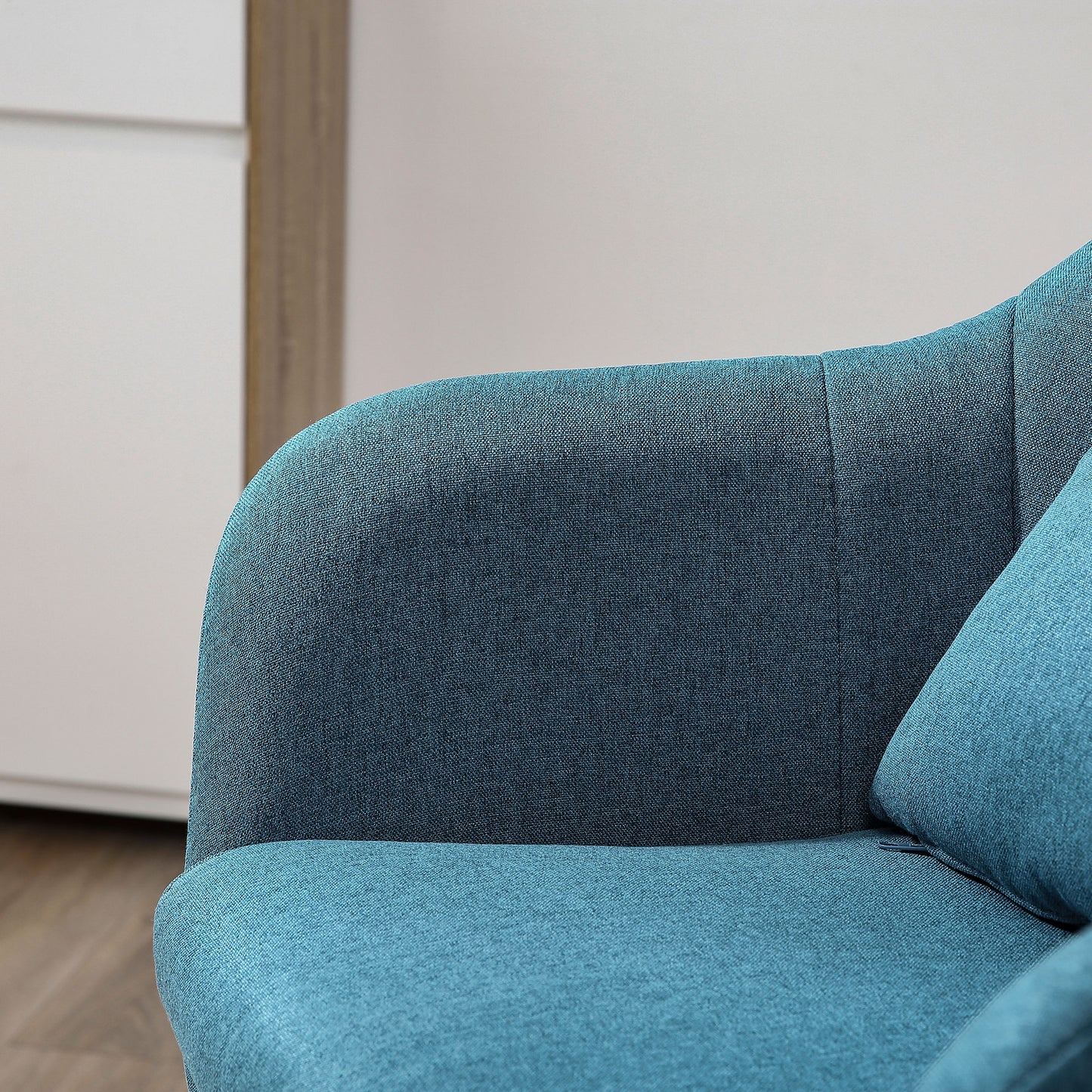 HOMCOM Drehstuhl, leinenartiges Polyester, Metall, 60 x 60 x 79-91 cm, Blau