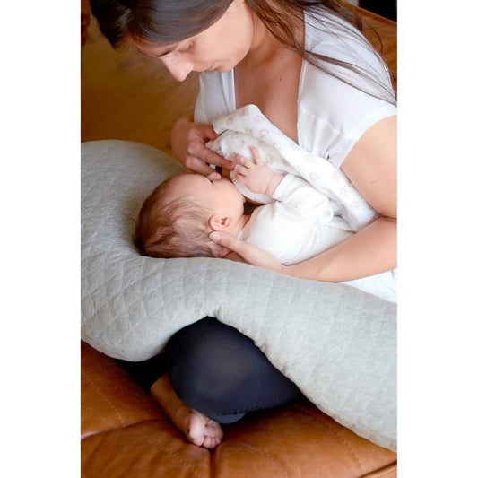 BEABA Big Flopsy  Nursing and Maternity Pillow, Cotton Flower, Heather Gray