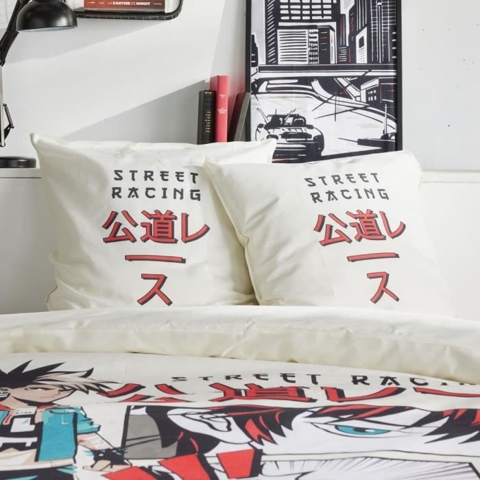 Bedding set - TODAY - JAVA - 2 people - 240x220 cm - Cotton - Street racing print - White