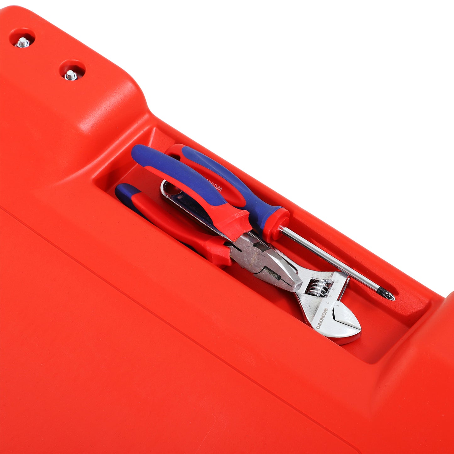 DURHAND Montage-Rollbrett, Kopfstütze, Werkzeugablage, ölbeständig, bis 120 kg, 100x48x12 cm, Rot