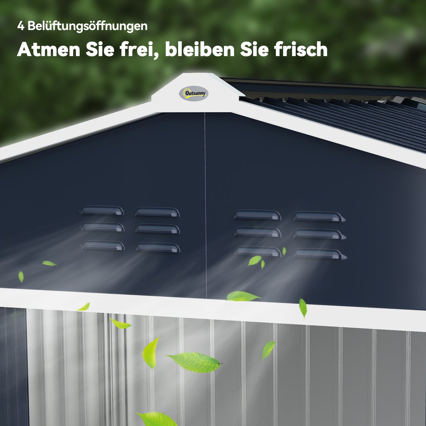 Outsunny Geräteschuppen aus Metall mit Schiebetüren und Belüftungsfenstern, 277 x 195 x 192 cm, Dunkelgrau