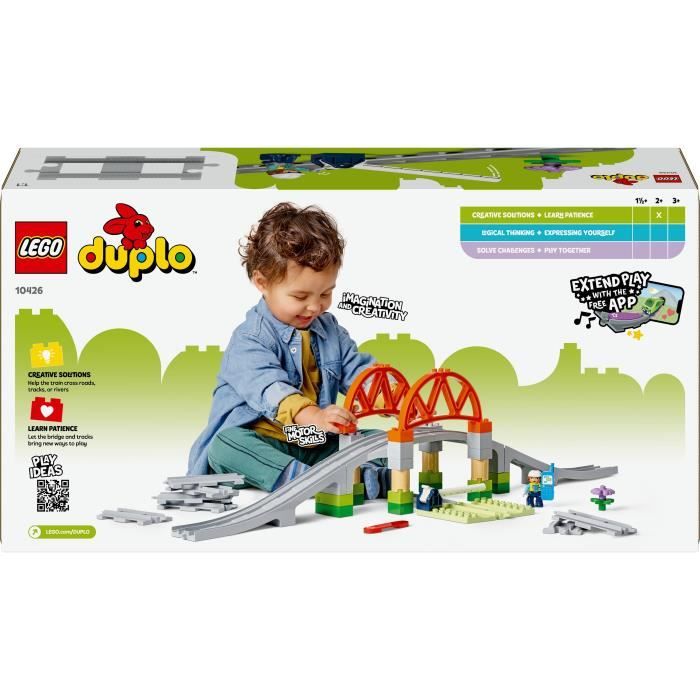 LEGO DUPLO My Town 10426 Expansion Set: Train Tracks and Bridge - Early Learning Toys