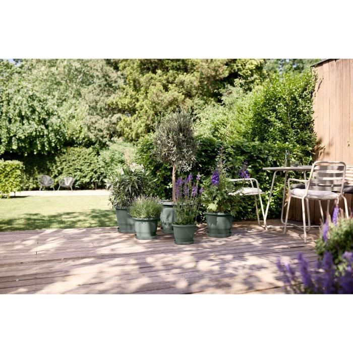 Flowerpot - ELHO - Amiga Round 35 - Green - L 35 x W 34.5 x H 26 cm - Outdoor - 100% recycled